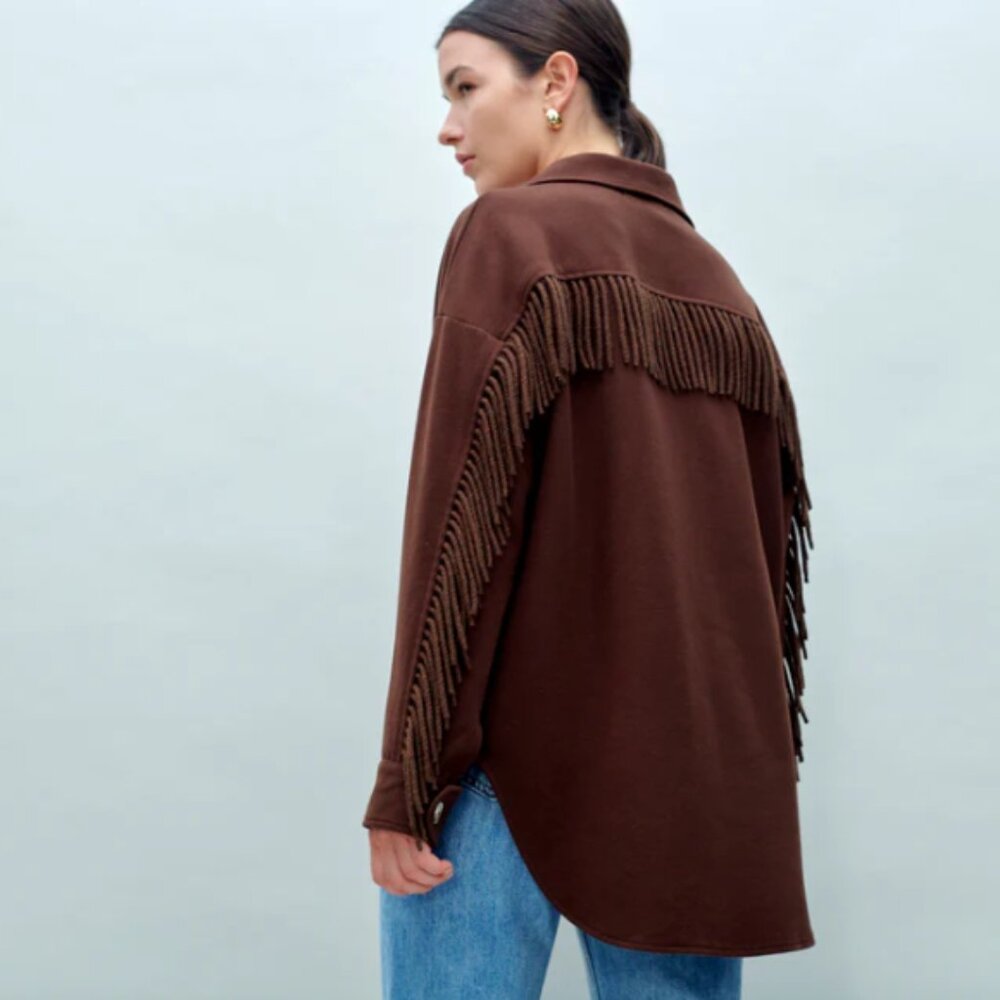 little lies -  fringe shacket